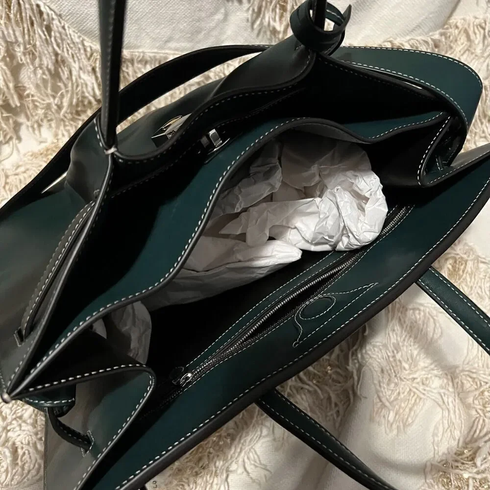 Lanvin Bogey Large Handbag 38 Dark Green NEW
